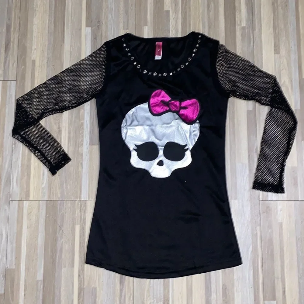 Monster High doll Shirt Halloween Costume Ghoul cosplay Fishnet long sleeve goth